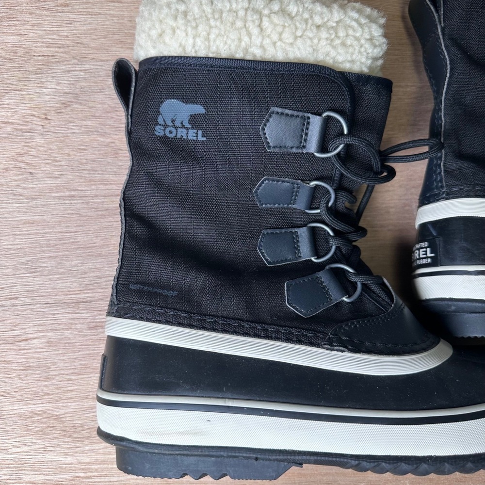 Sorel Winter Carnival Black White Waterproof Snow Boots NL3483-011 Womens 8 - Picture 2 of 10